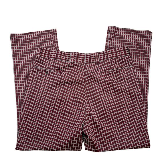 Haband Vintage 70s Checkered Plaid Slacks Red Gray Trousers Relaxed Fit Custom - Picture 4 of 6